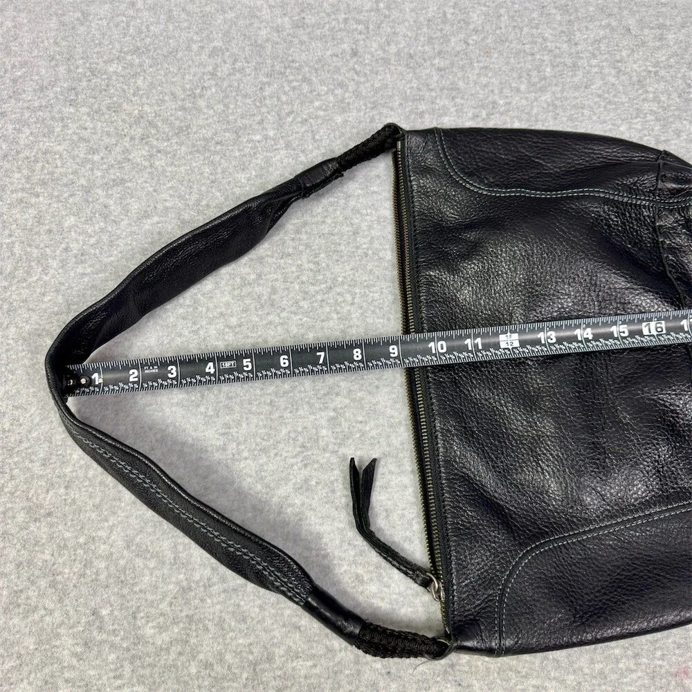 the Sak Womens Black Leather Hobo Shoulder Bag Zip Top Slouch Purse Medium